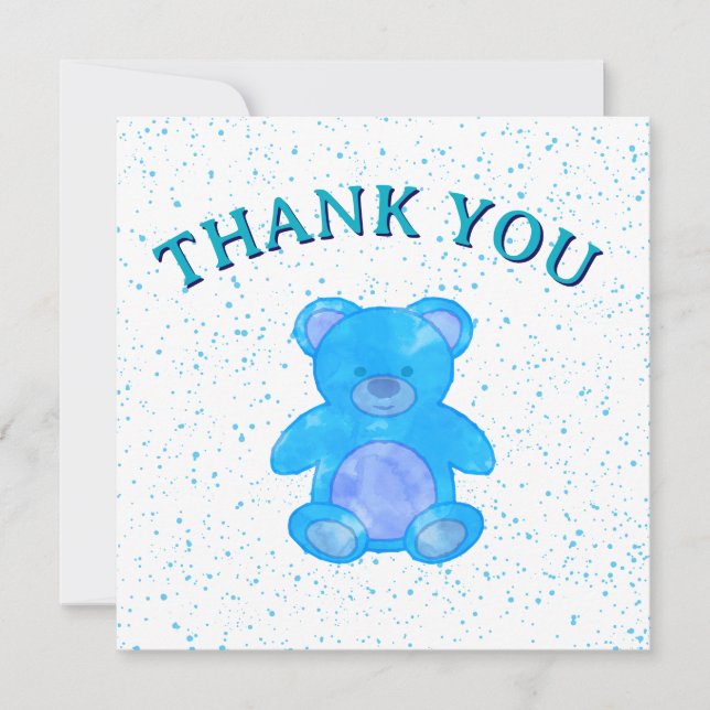Carte De Remerciements Ours bleu Teddy Cute Personnalisé (Devant)