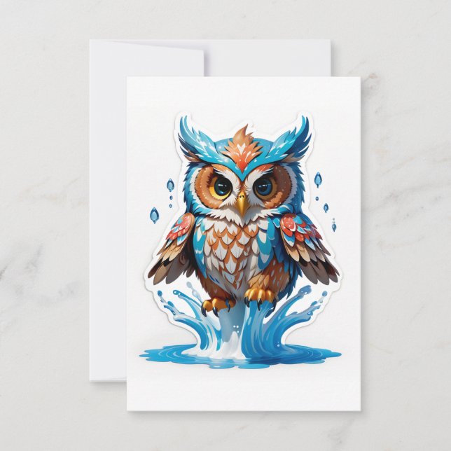 Carte De Remerciements Ours de Chouette Whimsical Jumping sur l'eau - Jou (Devant)