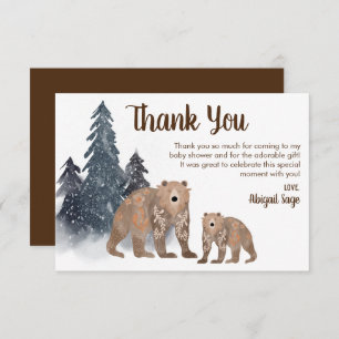 Carte De Remerciements Ours en forêt d'hiver Scandi Baby shower neutre