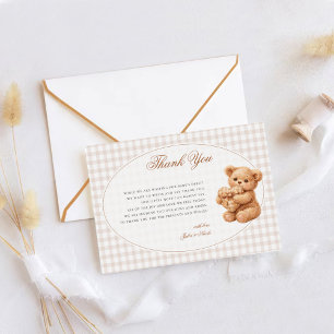 Carte De Remerciements Ours en gingembre marron papier pour Baby Shower N