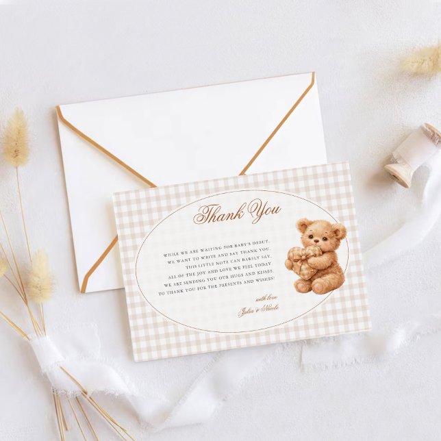 Carte De Remerciements Ours en gingembre marron papier pour Baby Shower N (Créateur téléchargé)
