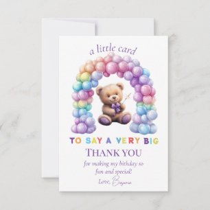 Carte De Remerciements Ours en peluche 1er anniversaire Ballons colorés