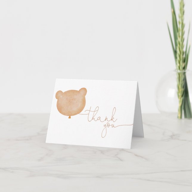 Carte De Remerciements Ours en peluche Brown neutre (Devant)