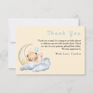 Carte De Remerciements Ours en peluche doux rêve Garçon Baby Shower 