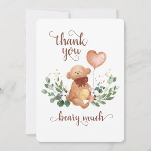 Carte De Remerciements Ours en peluche verdure Beary Much Baby Shower