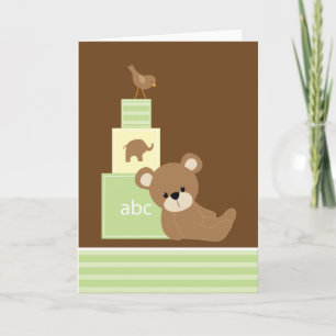 Carte De Remerciements Ours en peluche vert