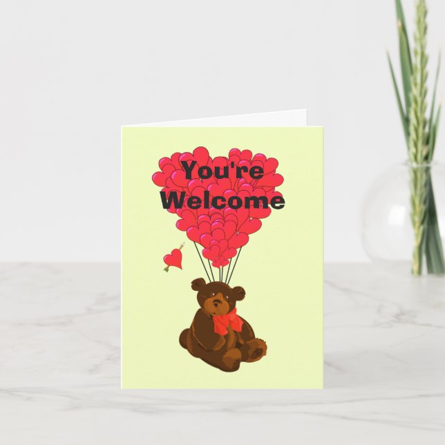 Carte De Remerciements Ours et coeur de nounours romantiques vous êtes (Devant)