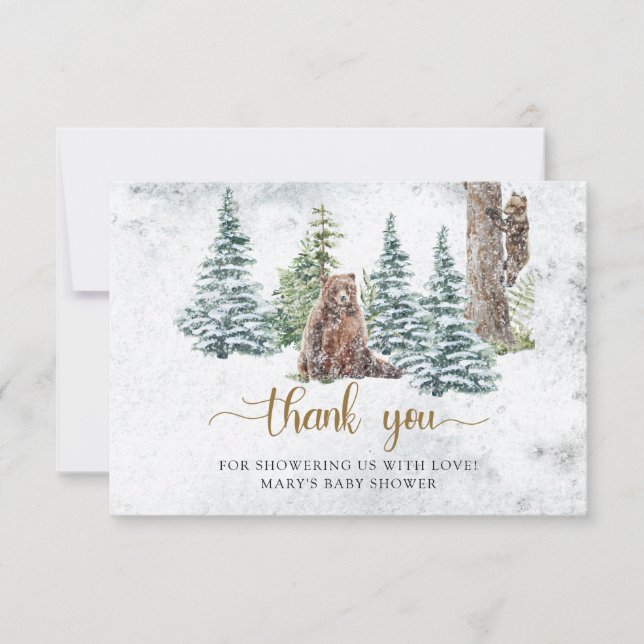 Carte De Remerciements Ours forestier d'hiver (Devant)