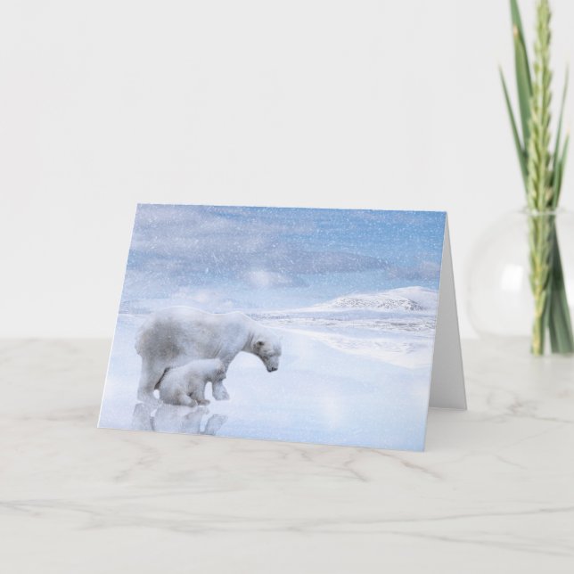 Carte De Remerciements Ours polaire et petit (Devant)