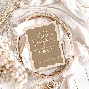 Carte De Remerciements Ours Wavy Frame main tiré Baby shower simple
