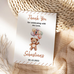 Carte De Remerciements Ourson Mignon 1er Anniversaire Douce Ourse