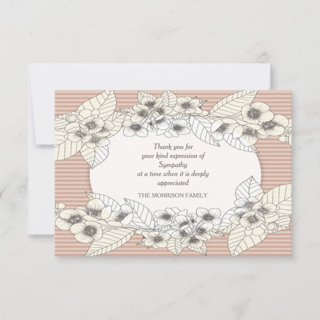 Carte de remerciements ovale floral de perte (Devant)