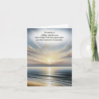 Carte de remerciements pacifique de sympathie du m