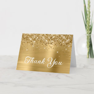Carte De Remerciements Paillettes dorées et feuille d'or pour 50e anniver