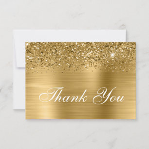 Carte De Remerciements Paillettes dorées et ombre en feuille d'aluminium