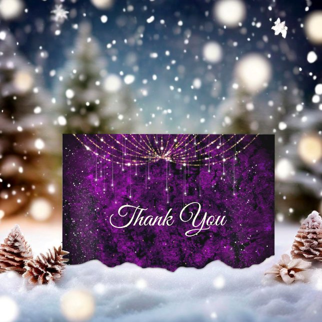 Carte De Remerciements Paillettes fausses argent violettes chic (Créateur téléchargé)