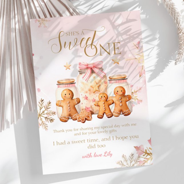 Carte De Remerciements Pain d'épices rose doux Noël Fille Anniversaire (Créateur téléchargé)
