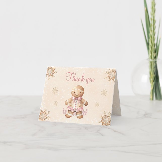 Carte De Remerciements Pain d'épices rose mignon homme Baby shower de Noë (Devant)