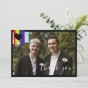 Carte De Remerciements Paint Strokes Pride Drapeau Black Heart Photo Mari