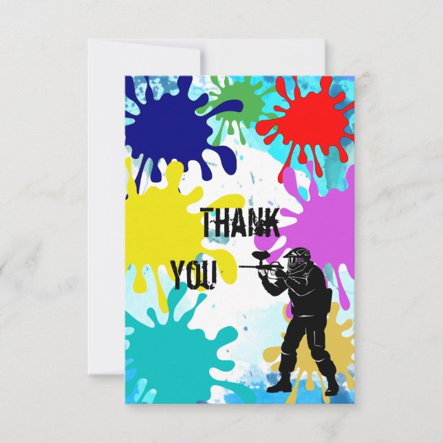 Carte De Remerciements Paintball "Merci " (Devant)