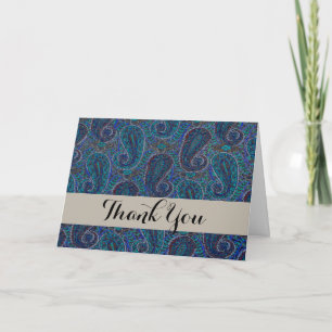 Carte De Remerciements Paisley Blue Indian Boho Motif