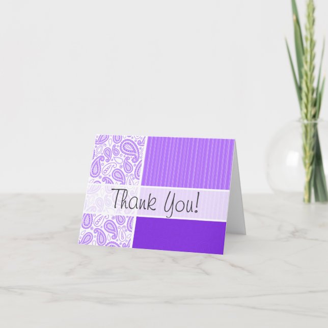 Carte De Remerciements Paisley pourpre à la mode (Devant)