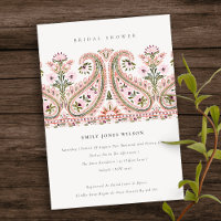 Paisley rose Floral Motif Fête des mariées Invitat