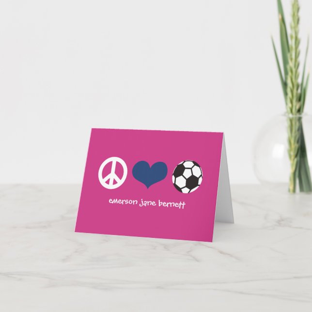 Carte De Remerciements Paix, amour, rose du football (Devant)