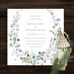 Carte De Remerciements Pale Blue Lilac Fleur sauvage Wreath Wedding Invit