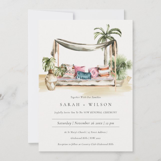 Carte De Remerciements Palm Beach Tropical Cabana Vow Renouvellement Invi (Devant)