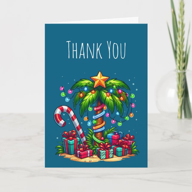 Carte De Remerciements Palmier de Noël tropical (Devant)