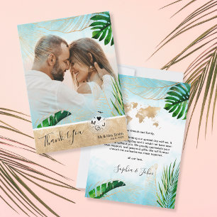 Carte De Remerciements Palmier de plage tropicale Photo Destination Maria