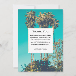 Carte De Remerciements Palmiers tropicaux Californie Mariage rétro