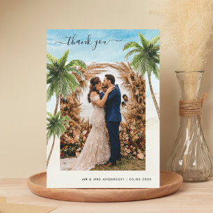 Carte De Remerciements Palmiers tropicaux Sable Beach Destination Mariage