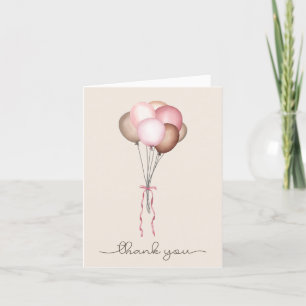 Carte De Remerciements Pampa Séchée De Balloons Boho, Rose, Brown, Petite