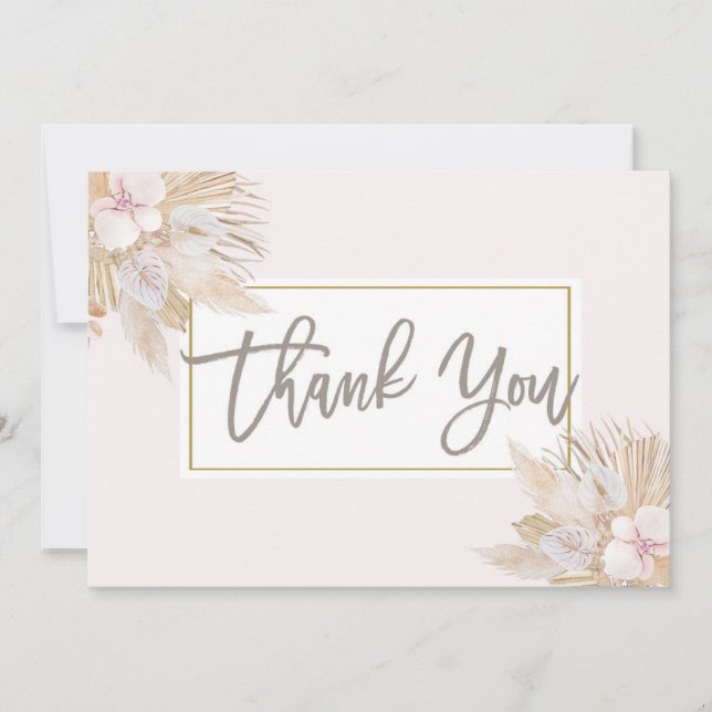 Carte De Remerciements Pampas Grass rose (Devant)