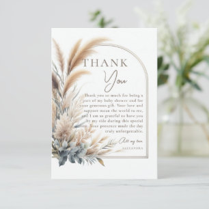 Carte De Remerciements Pampas Végétation verte Boho Baby shower neutre