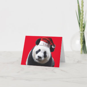 Carte De Remerciements Panda Bear Porte un Casquette du Père Noël pour No