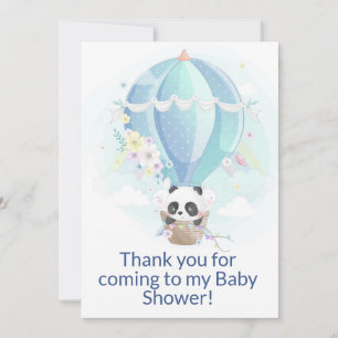 Carte De Remerciements Panda dans un ballon à air chaud