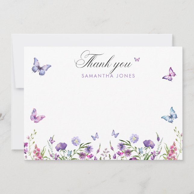 Carte De Remerciements Panneau de bienvenue pour une Baby Shower Papillon (Devant)