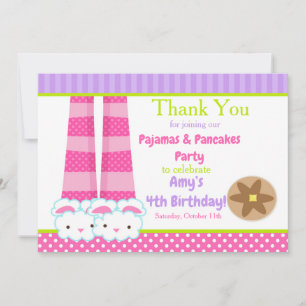 Carte De Remerciements Panneaux de lapin Pyjamas & Pancakes Fête d'annive