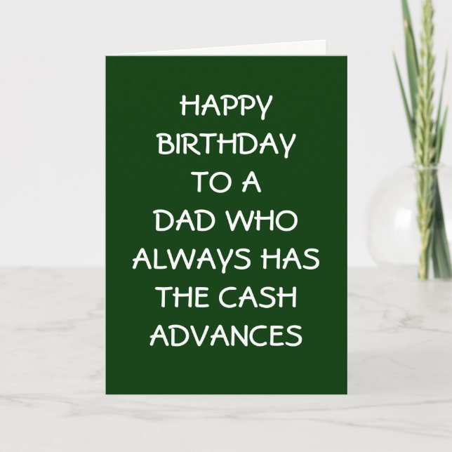 CARTE DE REMERCIEMENTS PAPA ANNIVERSAIRE=MERCI POUR LES AVANCES EN ESPÈCE (Devant)
