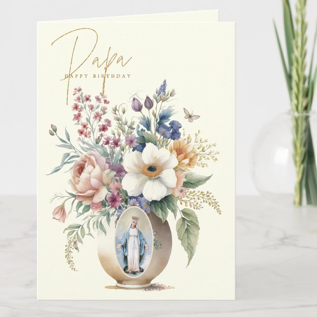 Carte De Remerciements PAPA Joyeux anniversaire Floral Religieux (Créateur téléchargé)