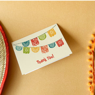 Carte De Remerciements Papel coloré Picado Drapeaux de Bunting Mexicain
