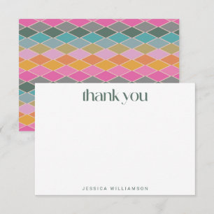 Carte De Remerciements Papeterie à nom personnalisé moderne géométrique
