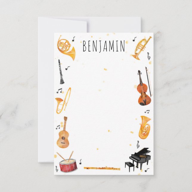 Carte De Remerciements Papeterie de remerciement Instrument et Musique (Devant)