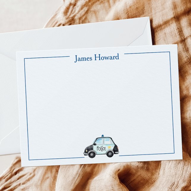 Carte De Remerciements Papeterie de voiture de police personnalisée, garç (Créateur téléchargé)
