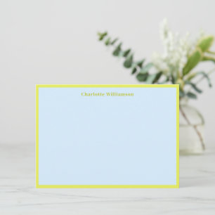 Carte De Remerciements Papeterie personnalisée avec bordure jaune bleu mi