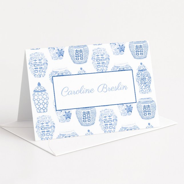 Carte De Remerciements Papeterie personnalisée avec nom pot à gingembre (Hand painted in watercolor ginger jar thank you card or personal stationery)