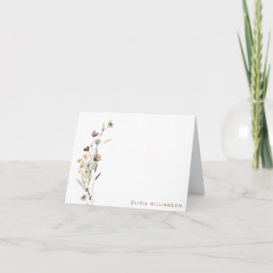 Carte De Remerciements Papeterie personnalisée de fleur sauvage minimalis